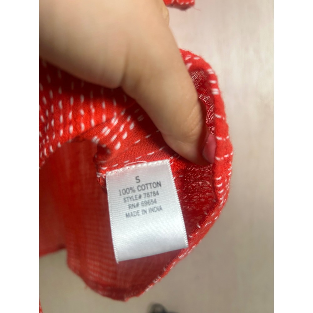Harper Heritage Tie Front Shirt Womens Small Red Excellent Dash Stripe Boho Top - Picture 5 of 11